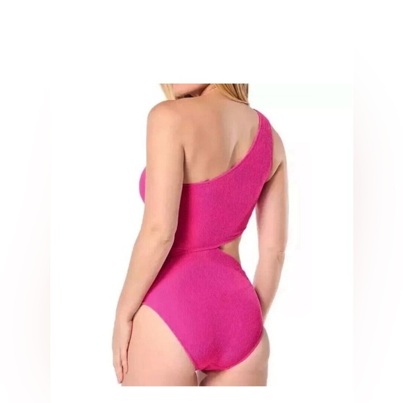 NWT Michael Kors Women's One-Shoulder Side-Cutout Swimsuit Cerise size…12 - Picture 3 of 7